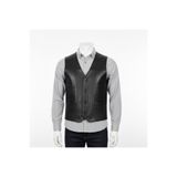 DERİMONTAYA Erkek Hakiki Siyah Kuzu Deri Yelek
