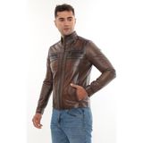 DERiMONTAYA Hakiki Kuzu Deri Mont Ceket Kahverengi - 0-Kahverengi - 2XL