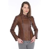Derimont's 857 Hakiki Deri Kahverengi Parkson Kadın Ceket
