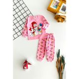 Derin Bebe Neşeli Bebekler Baby Kardan Adamlı Baby Du& Baby Daisy DuBaskılı Pijama Takım Pembe - 6 - 9 Ay