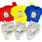 Derin Bebe Neşeli Bebekler Milk Kabartma Desen Iki Ip Penye Kumaş Takımlar - 3 - 6 Ay - Sarı