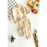 Derin Bebe Neşeli Bebekler Tavşan Kabartmalı Welsoft Takım Bej - 6 - 9 Ay - Krem