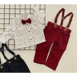 Derin Bebe Papyonlu Pantolon Askılı Gömlekli Takım Bordo - 1 - 1,5 Yaş