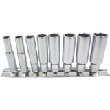 Derin Lokma Anahtar Takımı 8 Parça, 1/4" Altı Köşe, Raylı Set - Antrasit - Seçenek 1