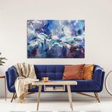 Derin Mavi Yağlı Boya Dokulu Tablo 50X70 Siyah Çerçeveli