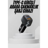 Derin Stok Araç Içi Şarj 38W Güç Kapasiteli Type-C Girişli Araba Çakmaklık