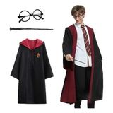 Derin Stok Harry Potter Gryffindor Kapişonlu Çocuk Kostüm + Asa + Gözlük Seti 11-12 Yaş - 00