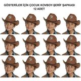 Derin Stok Kovboy Şerif Şapkası Kahve 12 Adet - Kostüm, Parti ve Gösteri Şapkası - Seçenek