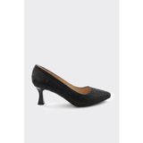 Derinet Elera Taşlı Topuklu Stiletto - Siyah