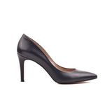 Derinet Lacivert Hakiki Deri Kadın Stiletto
