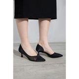 Derinet Melina Kısa Topuklu Stiletto - Siyah