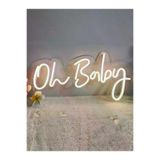 Derinn Lazer Led Tasarım DRN751 Oh Baby Neon Led Tabela-Dekoratif Aydınlatma-Beyaz 40 X 20 Cm