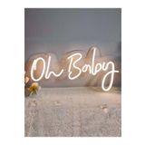 Derinn Lazer Led Tasarım Oh Baby Neon Led Tabela-dekoratif Aydınlatma-beyaz 40 x 20 cm
