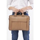 DERİNSS DUB3099 Hakiki Deri Bej Laptop ve Evrak Çantası