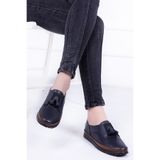 Deripabuc Hakiki Deri Lacivert Kadın Deri Casual Ayakkabı Dp06-4106