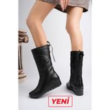 Deripabuc Hakiki Deri Siyah Kadın Deri Çizme Trc-1600