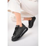 Deripabuc TRC-0694 Hakiki Deri Siyah Kadın Deri Sneaker