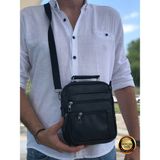 Derius Boss Çelik Kasalı Orta Boy Siyah Erkek El ve Omuz Çantası (HAKİKİ DERİ)