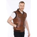 DeriWork Hakiki Kuzu Derisi Taba Lastikli Erkek Yelek