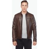 Deriza 35-8789 Spor Dikişli Klasik Kahve Deri Mont