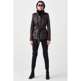 Deriza Nena Hakiki Deri Kadın Trençkot Kahverengi - XS
