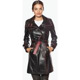 Deriza Selena Hakiki Deri Trençkot Siyah - 2XL