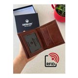 DERKON Rfid Korumalı Hakiki Deri İçten Çıkmalı Erkek Cüzdanı Taba