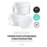 DERMA FACTORY %100 Pamuk Ped Toner Pad Kutusunda 50 Adet Multi Embossing Cotton Pad