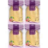 Derma Naturel Loofah Kabak Banyo Eldiveni, 15x24 cm, Doğal Lif ve Havlu, 4'lü Set, PAKETDERMA033