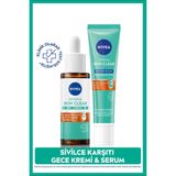 Derma Skin Clear Sivilce Karşıtı Cilt Serumu 30ml ve Gece Arındırıcı Krem 40ml, Niasinamid