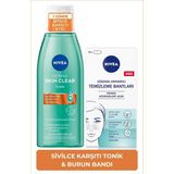 Derma Skin Clear Sivilce Karşıtı Tonik 200ml ve T-Bölgesi Siyah Nokta Temizleyici Burun Bandı