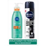 Derma Skin Clear Sivilce Karşıtı Yüz Temizleme Jeli 150ml ve Erkek Sprey Deodorant Black&White 150ml