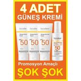 Dermaderm 3 Adet Spf 50+ Güneş Koruma Vitaminli Yüz ve Vücut Güneş Kremi 3 x 100ML ve 1 Adet Yüksek Koruma Leke Karşıtı Güneş Kremi