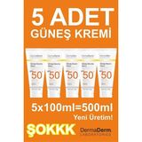 Dermaderm 5 Adet Spf 50+ Güneş Koruma Vitaminli Yüz ve Vücut Güneş Kremi 5 x 100ML