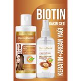 Dermaderm Argan Yağlı Biotin Keratin Bitkisel Saç Bakım Seti 2x250 ml - 2 x 250 ml