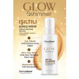 DermaDerm Glow Yüz ve Vücut İçin Işıltılı Simli Spf 50 UVA/UVB Güneş Kremi