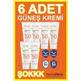 DermaDerm Güneş Kremi Spf 50 | Yüksek Uva/uvb Koruma | Yeni Üretim 100 gr 6 Adet