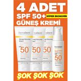 DermaDerm Leke Karşıtı Güneş Kremi SPF 50+ 100 ml (1 Adet) + Güneş Kremi 100 ml (3 Adet) Set