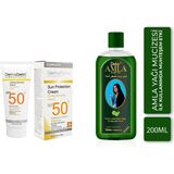 Dermaderm Spf 50 Faktör Dermatolojik 100 ml Güneş Kremi + Dabur Amla 200 ml Saç Bakım Yağı