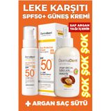 DermaDerm Yüz Güneş Kremi 100ml ve Argan Saç Bakım Sütü 250ml 2li SET