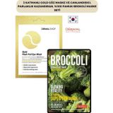 Dermal 3 Katmanlı Gold Göz Maske ve Canlandırıcı, Parlaklık Kazandıran, %100 Pamuk Brokoli Maske Seti