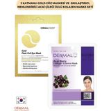 Dermal 3 Katmanlı Gold Göz Maskesi ve Sıkılaştırıcı, Nemlendirici Acai Çileği Özlü Kolajen Maske Seti