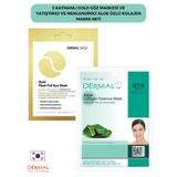 Dermal 3 Katmanlı Gold Göz Maskesi ve Yatıştırıcı Nemlendirici Aloe Özlü Kolajen Maske Seti