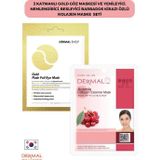 Dermal 3 Katmanlı Gold Göz Maskesi ve Yenileyici, Nemlendirici, Besleyici Barbados Kirazı Özlü Kolajen Maske Seti 2 Adet