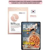 Dermal 3 Katmanlı Rose Gold Göz Maske ve Nemlendirici, Yumuşatıcı, Pamuk Badem Maske Seti