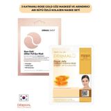 Dermal 3 katmanlı Rose gold göz maskesi ve Arındırıcı Arı Sütü Özlü Kolajen Maske Seti 2 Adet