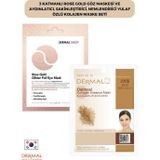 Dermal 3 Katmanlı Rose Gold Göz Maskesi ve Aydınlatıcı, Sakinleştirici, Nemlendirici Yulaf Özlü Kolajen Maske Seti