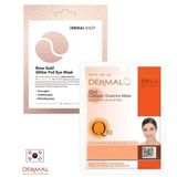 Dermal 3 Katmanlı Rose Gold Göz Maskesi ve Dermal Sıkılaştırıcı, Nemlendirici, Yenileyici Q10 Kolajen Maske