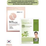 Dermal 3 Katmanlı Rose Gold Göz Maskesi ve Nemlendirici, Pürüzsüzleştirici ve Yumuşatıcı Zeytin Özlü Kolajen Maske Seti