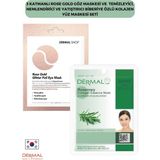 Dermal 3 Katmanlı Rose Gold Göz Maskesi ve Temizleyici, Nemlendirici ve Yatıştırıcı Biberiye Özlü Kolajen Yüz Maskesi Seti 2 Adet